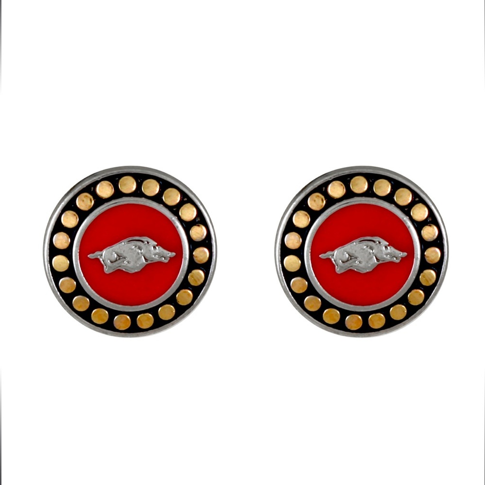 NWT Arkansas Razorback‎ Round Pendant Earrings